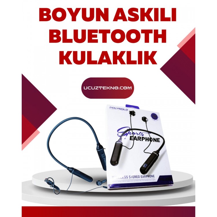 Polygold PG-100 Bluetooth Kulaklık – Ergonomik Boyun Bantlı Tasarım Net Ses ve Konfor