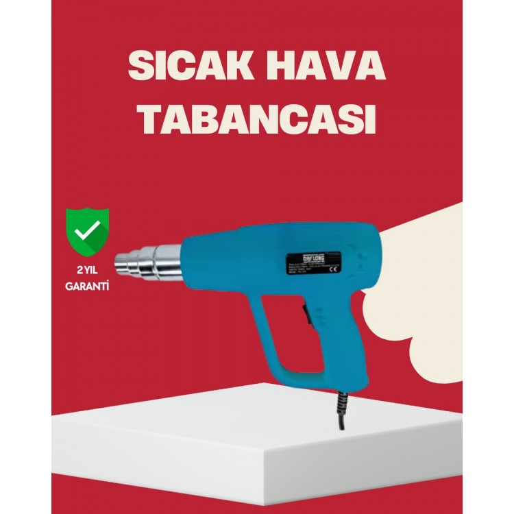 2 Kademeli Güçlü Sıcak Hava Tabancası 380° – 500° Isı Ayarı