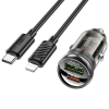 HOCO Z53A Vision PD30W Type-C + USBCar Cigarette Lighter Fast Charger with QC3.0 Input+Type-C to iPhone-(5775)