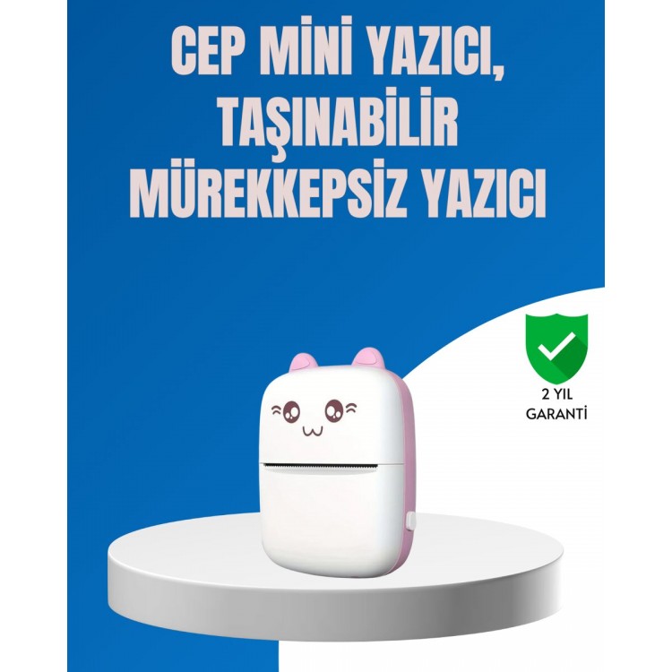 Mini Bluetooth Thermal Printer 1200mAh Portable with Rechargeable