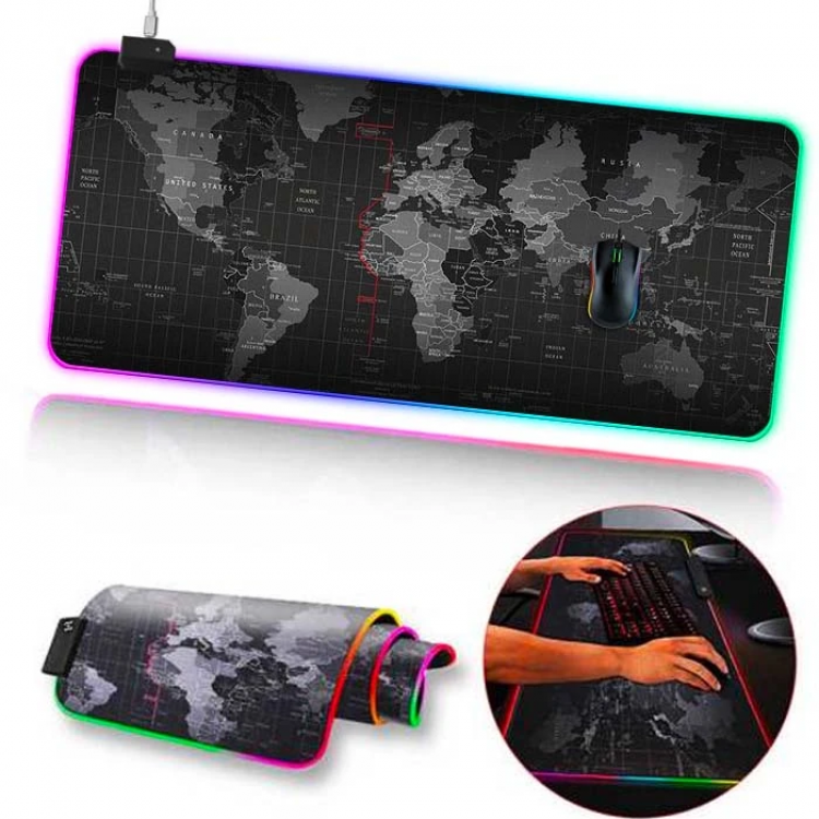 ALLY World Patterned RGB LED Lighted Gaming MousePad 300*800*4MM-(5775)