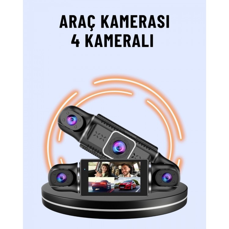 170° Geniş Açı 4 Kameralı Araç Kamerası Hareket Algılamalı