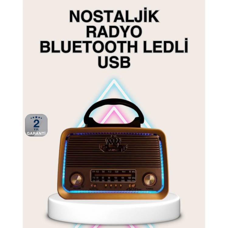 Wooden Nostalgic Radio Bluetooth USB SD Card Supported