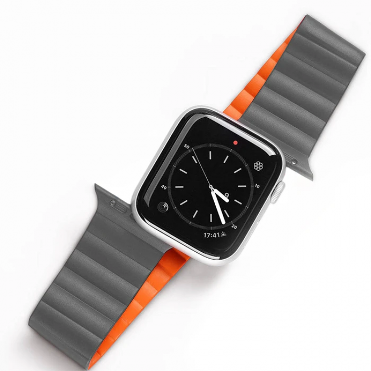 DUX DUCIS for Apple Watch 42/44/45MMMagnetic Chain Version PU Leather Strap Cord-(5775)