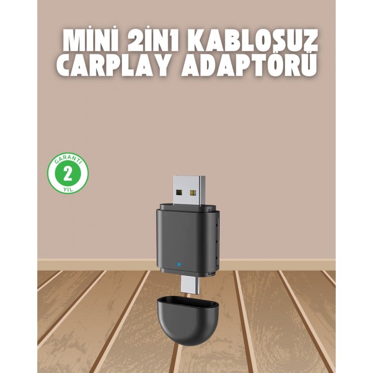 Wireless CarPlay Adapter – USB-A & Type-C Compatible Quick Connect Device