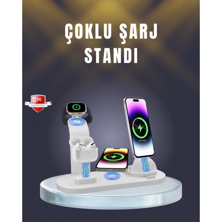 iPhone AirPods ve Akıllı Saat Uyumlu Çoklu Şarj Cihazı