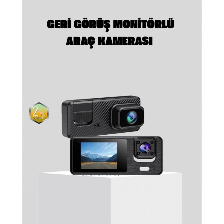 Full HD 3'lü Araç Kamerası Geri Görüş Destekli Park Modlu 1080P DVR