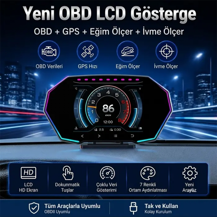 Ally F11 OBD2 + GPS Head Up Display HUD Dijital Hız Göstergesi-(5775)