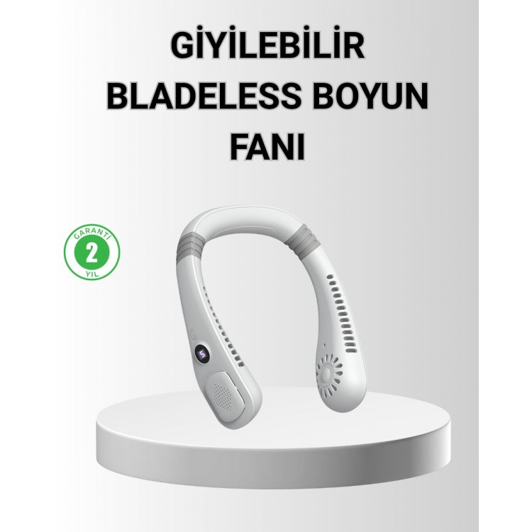 Giyilebilir Boyun Fanı 360° Dairesel Rüzgar ve 5 Kademeli Hız Ayarlı