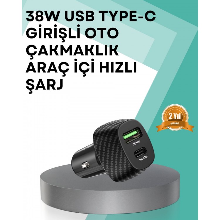 Çift Cihaz Destekli 38W Güçlü Çakmaklık Araç Şarj Cihazı