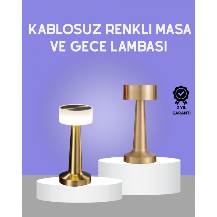 Touch Gece Lambası – Dokunmatik Kontrol Kablosuz Kullanım Metal Gövde