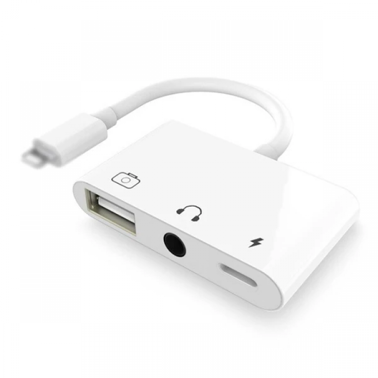 3in1 İPhone-İPAD lightning To Kulakılık ve Usb Kamera Okuyucu Otg-(5775)