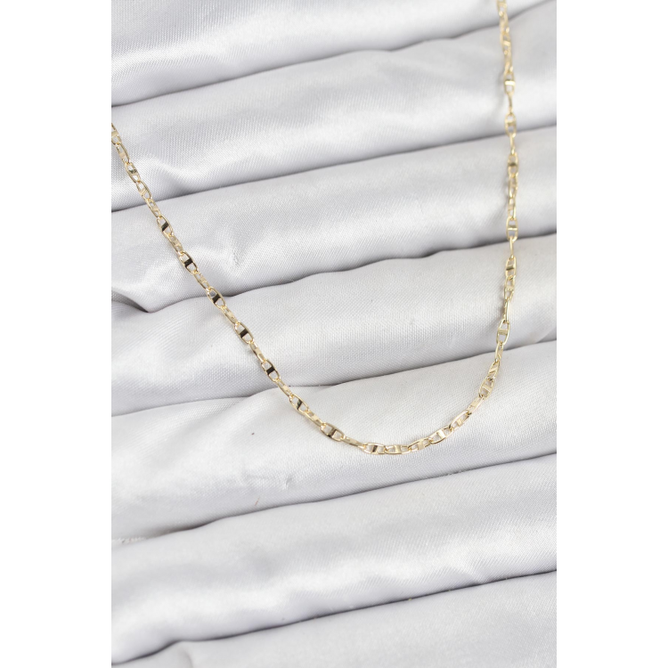 CM 14K Gold Renk Pirinç Gemi Zinciri Model Kadın Kolye 5886