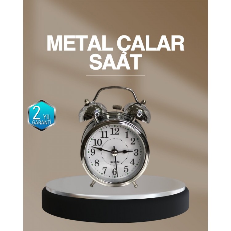 Decorative Round Silver Silent Illuminated Tabletop PlayerClock with Alarm and Stylish Design