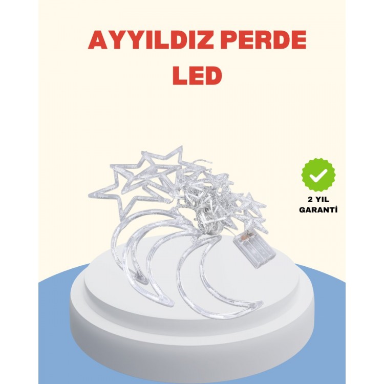 Yıldız Ay Tasarımlı Prizli Perde LED Işık İç Mekan Dekoru