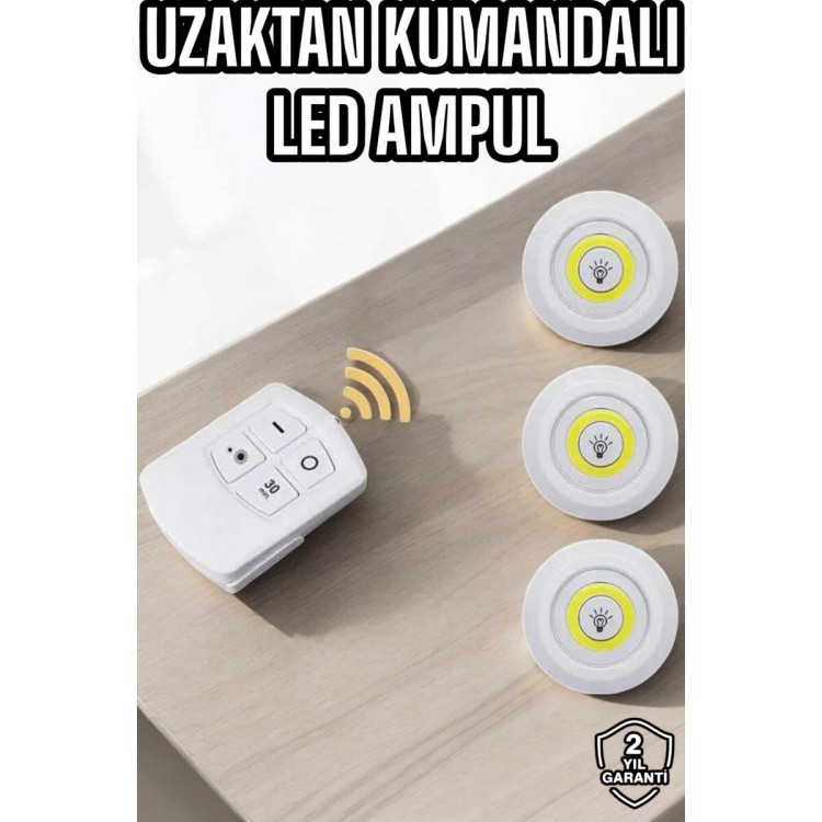 LED Lamp 3 LED Remote Controlled Adhesive White Light