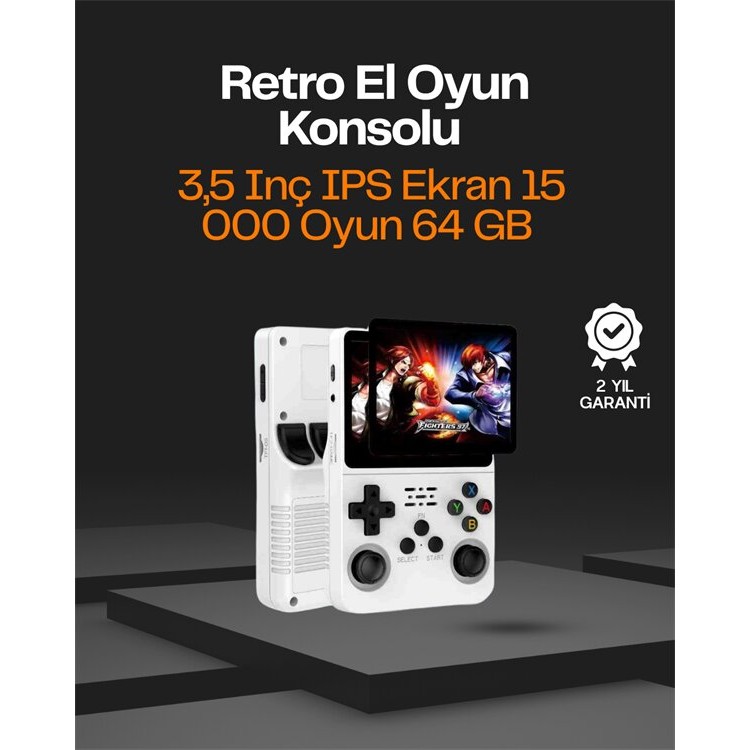 R36S Taşınabilir Retro Oyun Konsolu – 15.000 Oyun 64 GB Depolama IPS Ekran