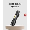 Profesyonel 4 Modlu Şarjlı El Feneri | 1300 mAh Batarya | Cree LED Teknolojisi