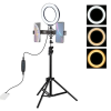 PULUZ 1.1M Dual Phone holder 6.2CMLed Light Stand YoutuberLive Broadcast Selfie TikTok Makeup-(5775)
