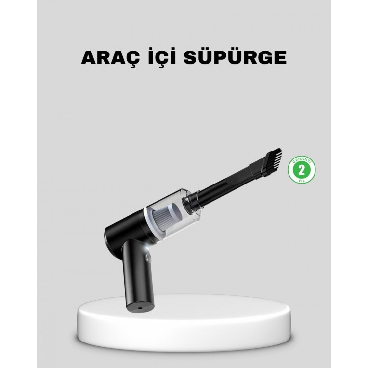 Mini Şarjlı Araç Süpürgesi – 120W Güçlü Motor 5500PA Vakum Emiş Yıkanabilir Filtre