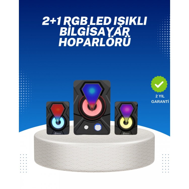 RGB Lighted USB Speaker Set 9W Output PowerDeep Bass