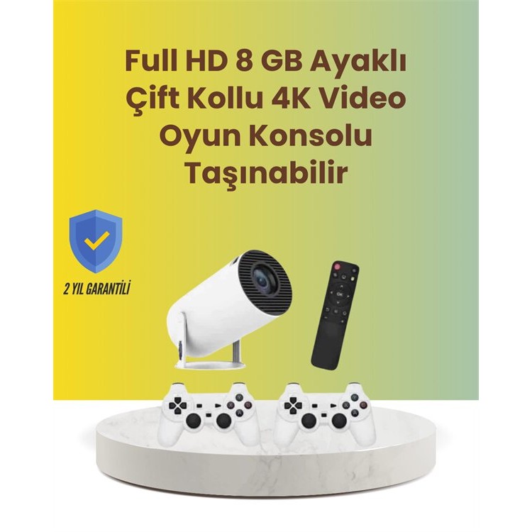 TÇift Kollu Tasarımlı Kablosuz Projeksiyon – 4K 10.000 Oyun ve Smart App Desteği
