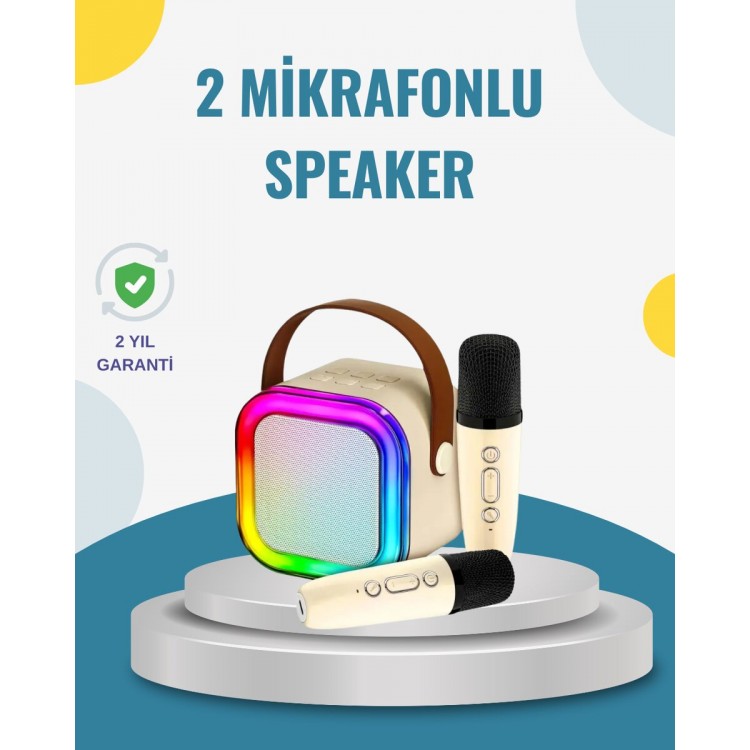 Wireless Karaoke Speaker – Dual Microphones and LEDIlluminated