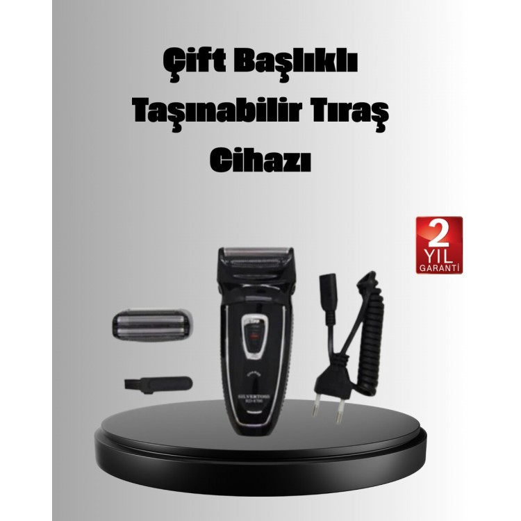 Şarjlı Kablosuz Tıraş Makinesi Çift Başlık Kuru Tıraş Ergonomik Taşınabilir