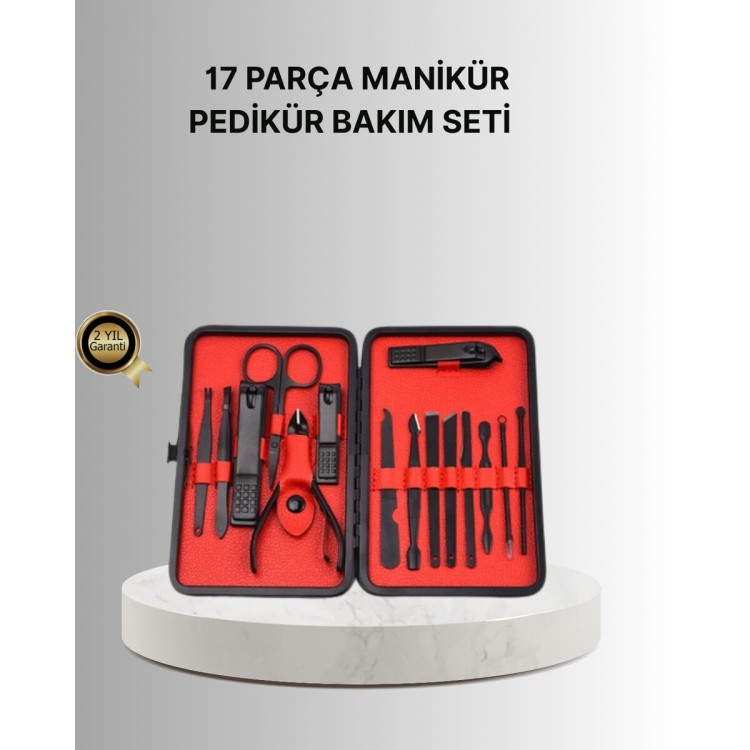 Şık Kutu Tasarımlı 17 Parça Manikür Pedikür Seti Dayanıklı ve Hijyenik