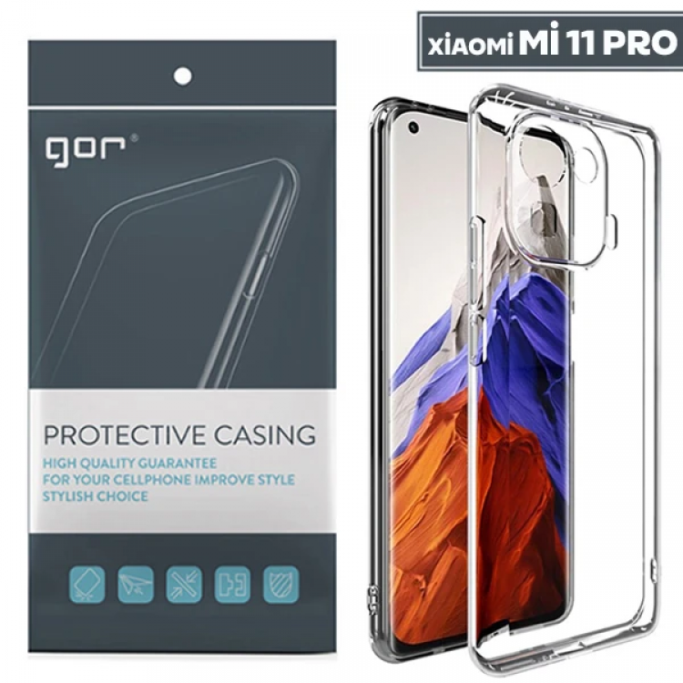 GOR Xiaomi Mi 11 Pro Kılıf Kamera Korumalı Şeffaf Silikon Kılıf-(5775)