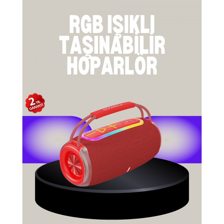 20W Kablosuz Bluetooth Hoparlör RGB Işık Efektli USB/SD/AUX Destekli