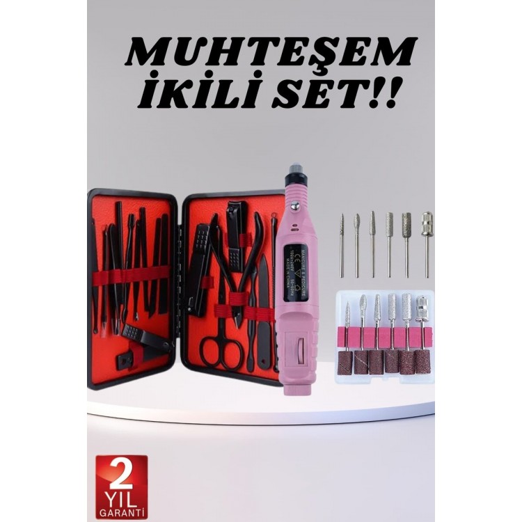 Electric Manicure Pedicure Set Double Set 17 PiecesNail Care Callus Removal Nail Shaping