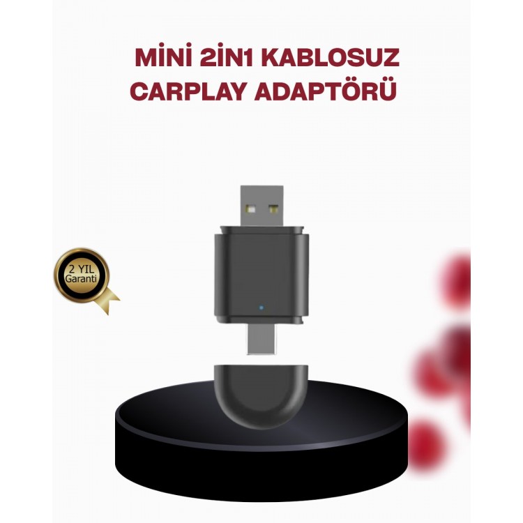 Kablosuz CarPlay Adaptörü – Bluetooth 5.4 ve Wi-Fi 6 Teknolojili Tak & Çalıştır Dönüştürücü
