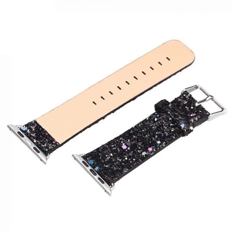 Ally Apple Watch 7-8 45mm 6-5-4 44mm Cord Strap Leather Glitter Embroidered 3-2-1 42mm-(5775)