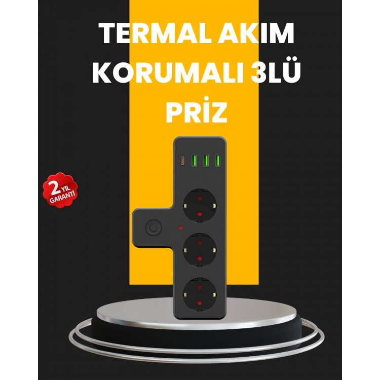 Ev ve Ofis İçin Akıllı Çoklu Priz 7 Girişli