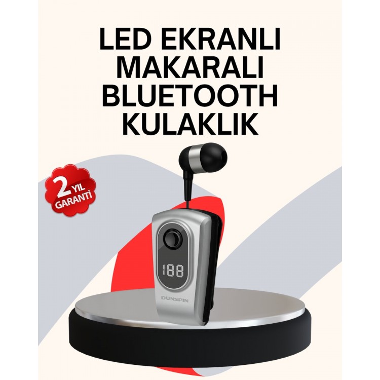 Profesyonel Bluetooth Kulaklık – Klipsli Titreşimli Dijital Göstergeli