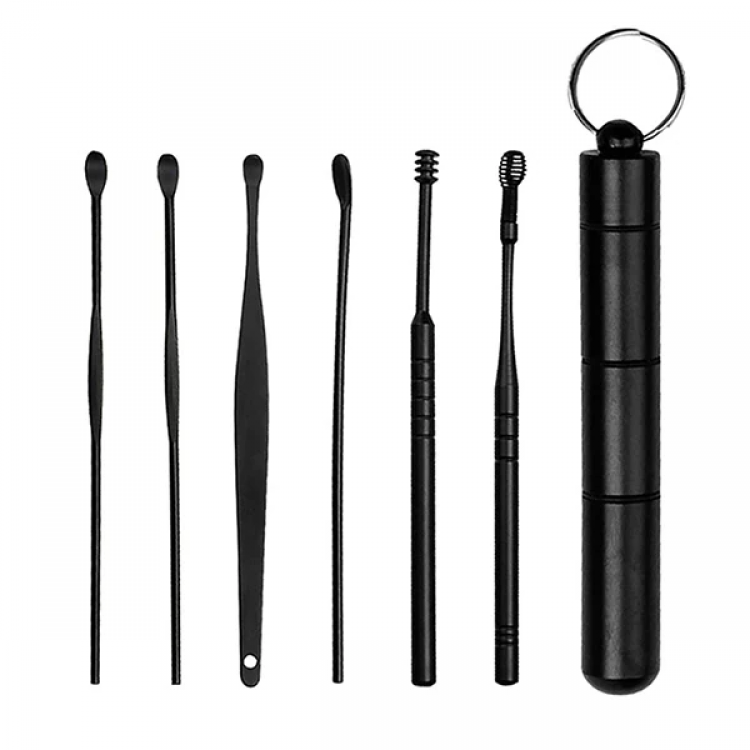 EZERE 6 Piece Spiral Ear Cleaning Set - StainlessSteel Cleaning Set-(5775)