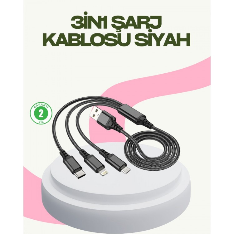 Hızlı Şarj Destekli Çoklu Şarj Kablosu – Seyahat ve Günlük Kullanım