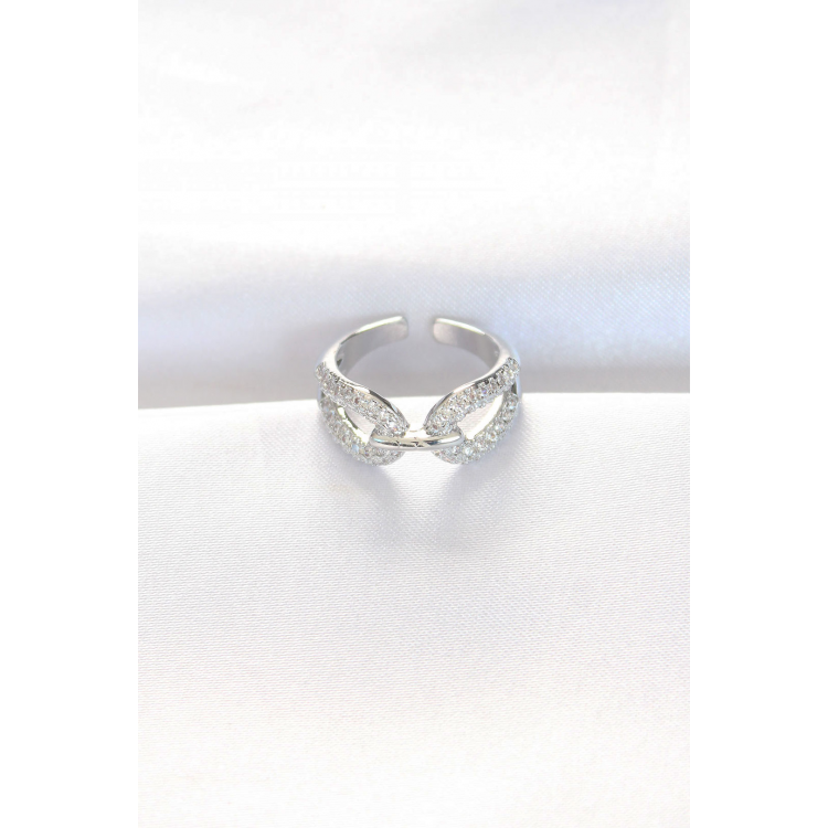 Zirkon Taşlı Silver Renk Ayarlanabilir Yüzük 5886