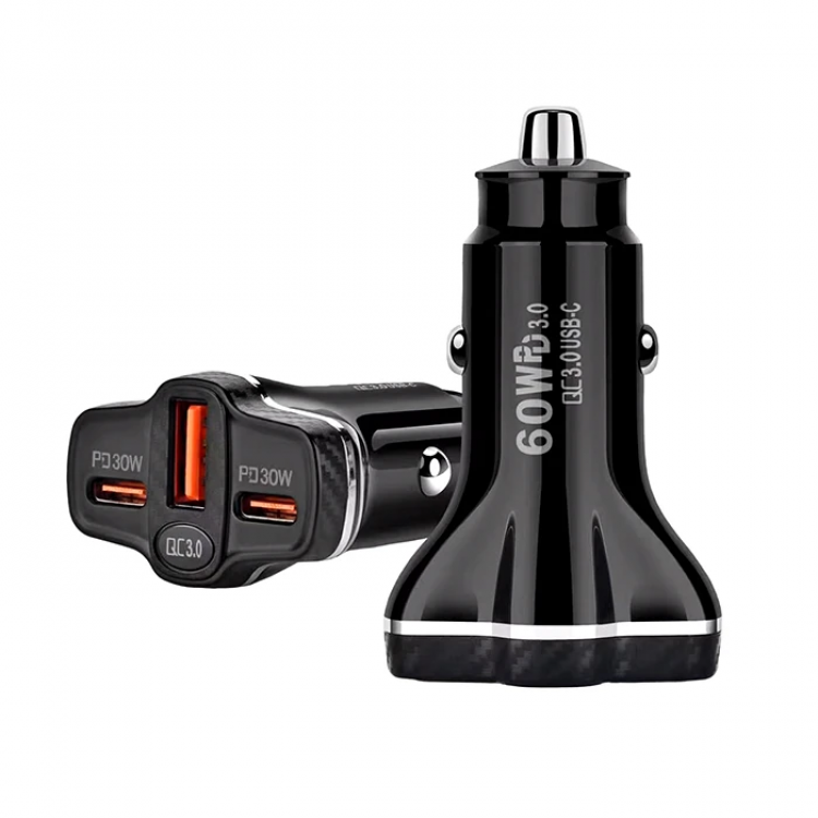 ALLY PD62 2xType-C + USB 78W VehicleCigarette Lighter Fast Charger Vehicle Charger-(5775)