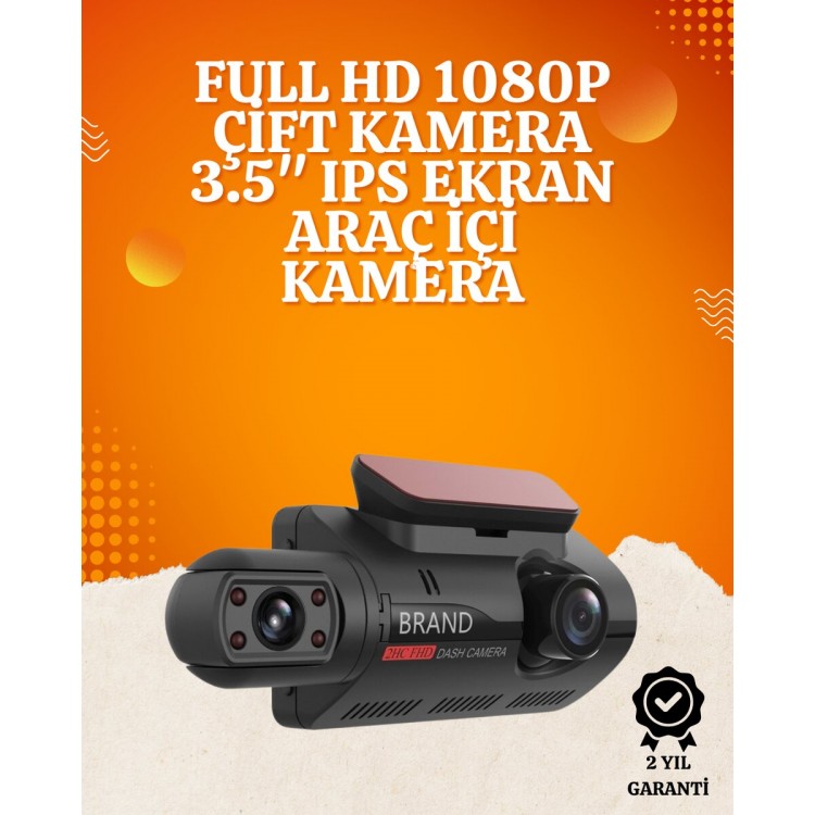 WiFi Destekli Araç Kamerası – 3 inç Ekran 1080P Ön ve 720P İç Kamera