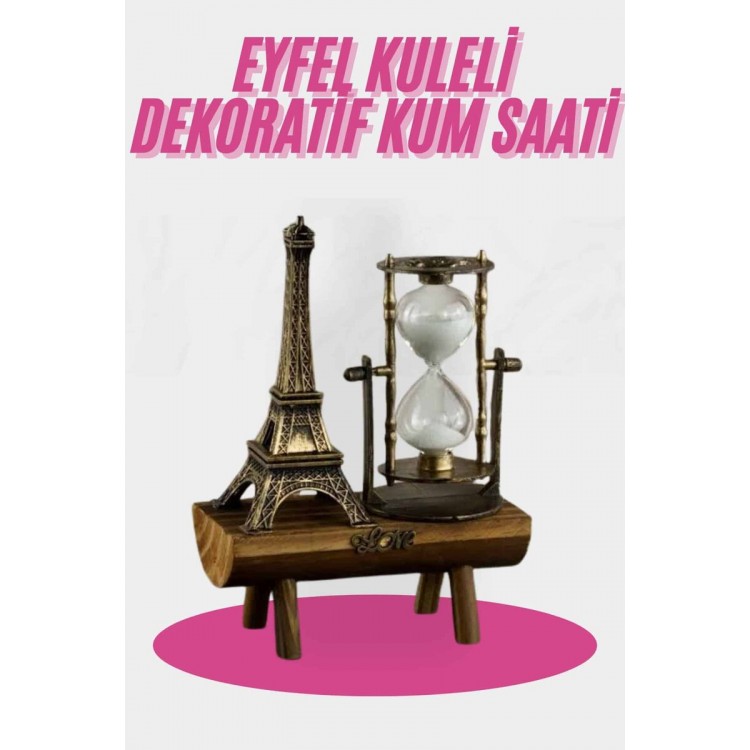 Eiffel Tower Design Hourglass Crystallized HourglassDecorative Wood Look