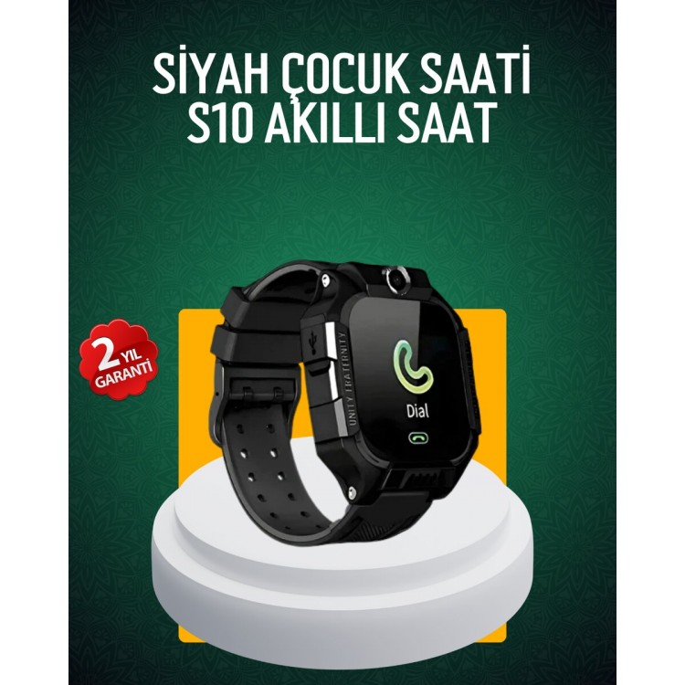 S10 Siyah Çocuk Takip Saati Güvenli Alan Uyarısı ve Sesli Mesaj