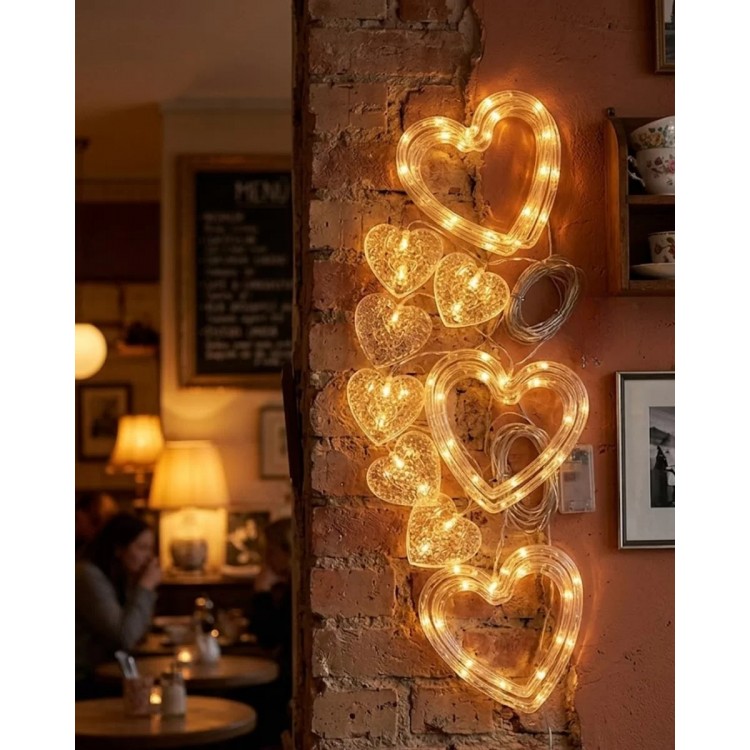 Dekoratif Kalp LED Neon Lamba Romantik Oda Balkon ve Masa Üstü Işığı