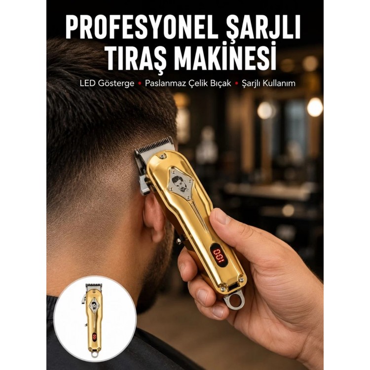 Type-C Şarjlı LCD Ekranlı Profesyonel Saç Sakal Tıraş Makinesi Yeni Nesil