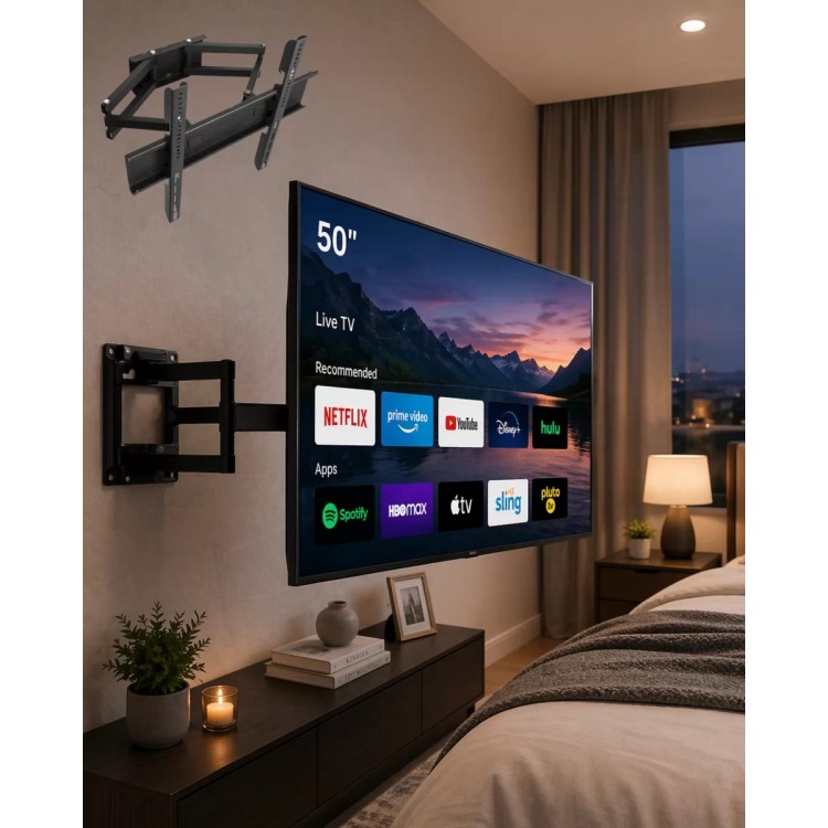 32 55 İnç TV Askı Aparatı Hareketli Duvar Askısı Döner Televizyon Tutucu