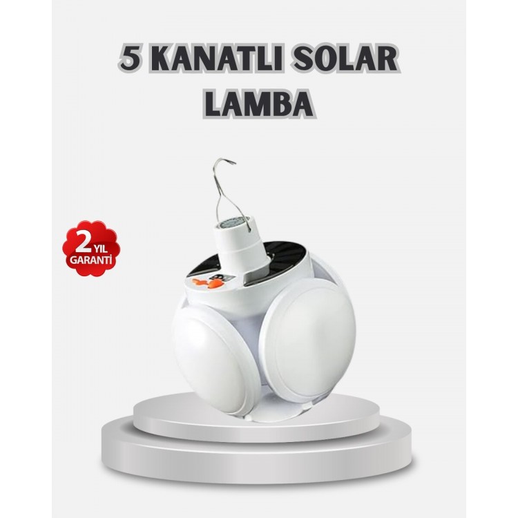 Solar Powered and USB Rechargeable LED Camping Lamp– Hanging Design with 5 Different Light Modes