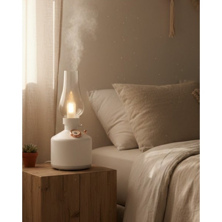 Vintage Dekoratif Gaz Lambası Görünümlü Aromaterapi Difüzör 1200 mAh USB Şarjlı