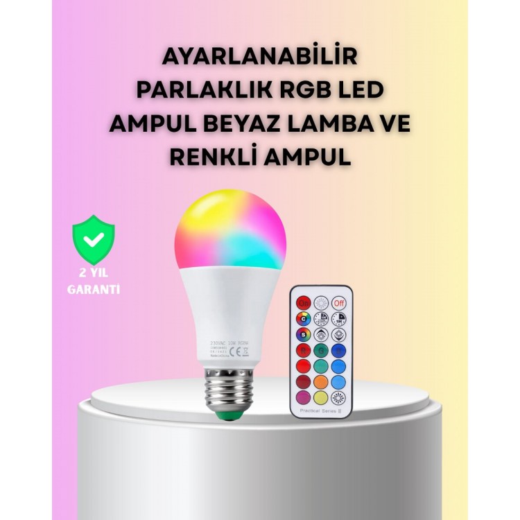 Kumanda Destekli Çok Renkli Akıllı LED Ampul