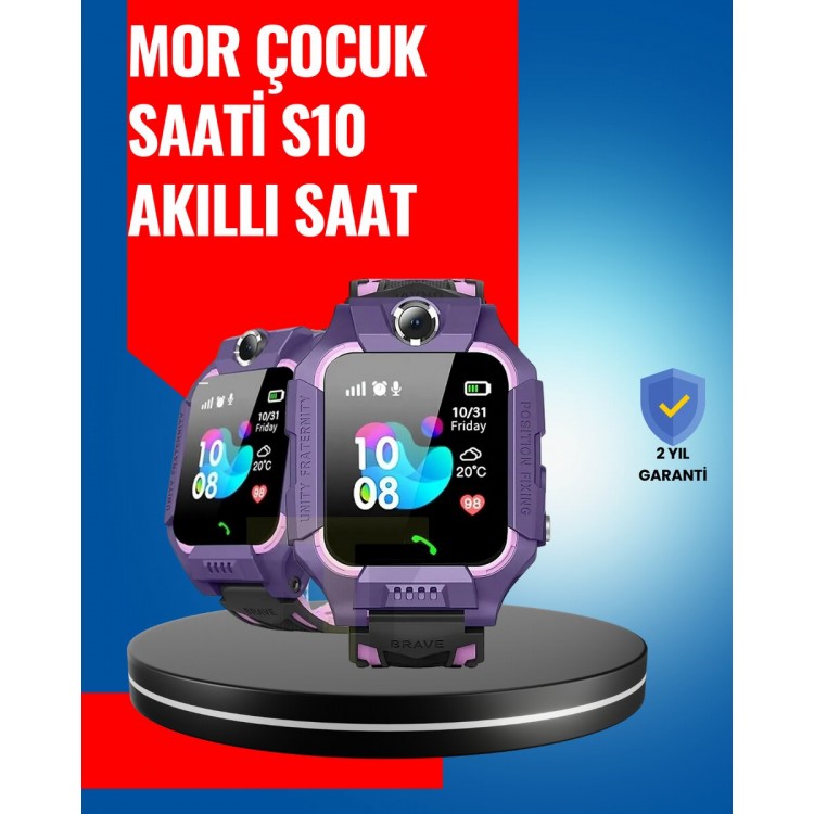 S10 Purple Smart Kids Watch History Location andEmergency Alert